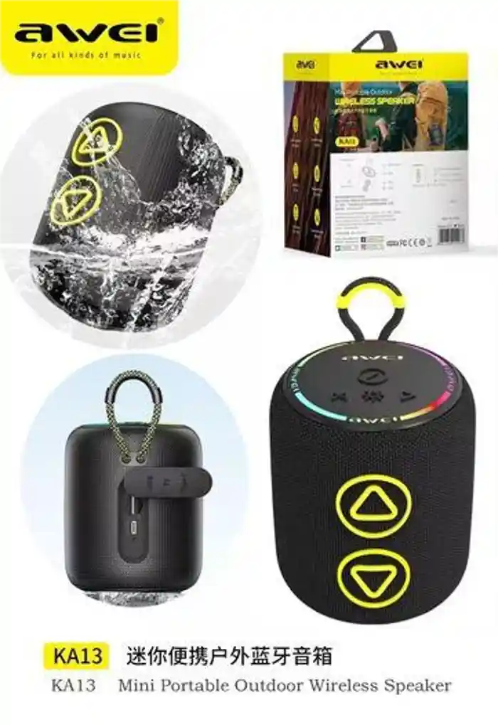 AWEI KA13 Mini Portable Outdoor Wireless Dynamic RGB Bluetooth Speaker